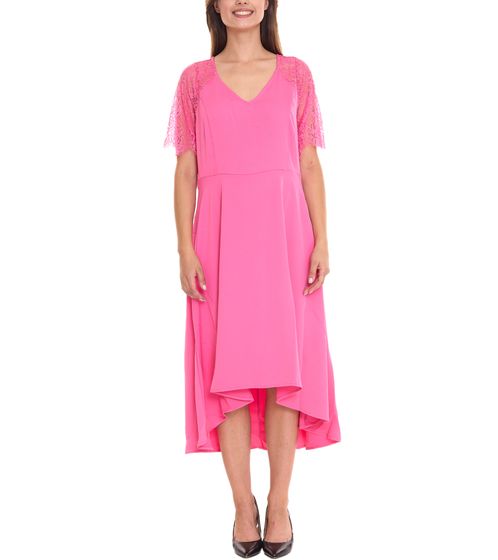 Zizzi women's midi dress with lace sleeves Summer dress with concealed zip on the side 38316729 Pink