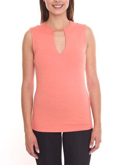 melrose Damen Top stylisches Sommer-Shirt mit Schlüsselloch-Ausschnitt 33295914 Orange