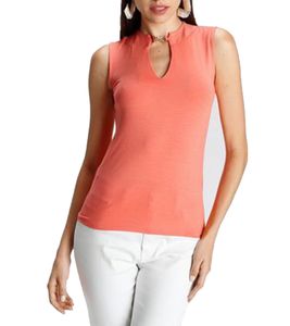 melrose Damen Top stylisches Sommer-Shirt mit Schlüsselloch-Ausschnitt 33295914 Orange