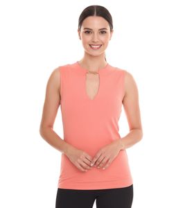 melrose Damen Top stylisches Sommer-Shirt mit Schlüsselloch-Ausschnitt 33295914 Orange