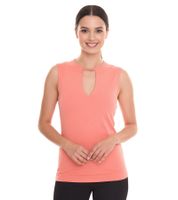 melrose Damen Top stylisches Sommer-Shirt mit Schlüsselloch-Ausschnitt 33295914 Orange