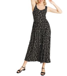 BOYSEN´S Damen Maxi-Kleid mit floralem Allover-Print ärmelloses Jersey-Kleid 46082832 Schwarz