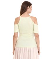 MELROSE Damen Off-Shoulder-Shirt mit Blumenborder elegantes Ausgeh-Top 11037716 Grün