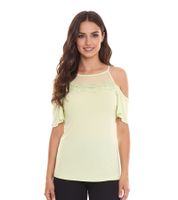 MELROSE Damen Off-Shoulder-Shirt mit Blumenborder elegantes Ausgeh-Top 11037716 Grün