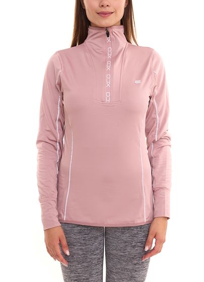 OXIDE XCO Damen Sport-Pullover mit Reißverschluss dünner Troyer mit Daumenlöcher 7410082 Rosa