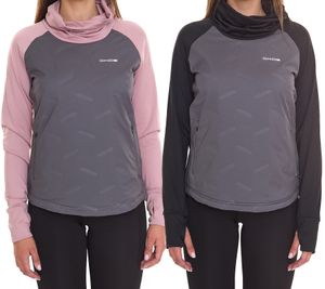 OXIDE XCO Damen Fitness-Pullover sportlicher Jogging-Pullover Langarm-Sweater mit Stehkragen 7411180 Rosa/Grau oder Schwarz