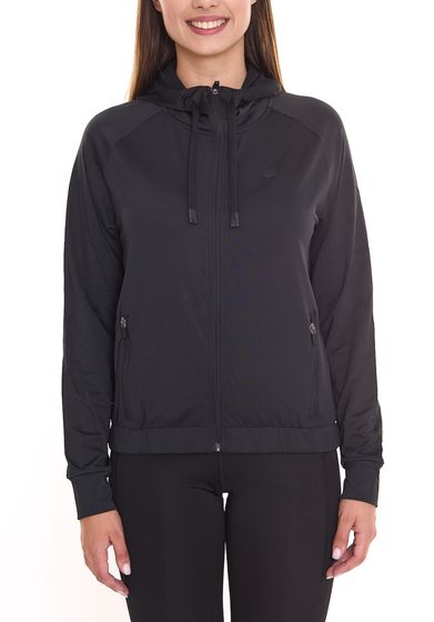 OXIDE Training Damen Fitness-Jacke sportliche Trainings-Jacke mit Kapuze 7401081 Schwarz