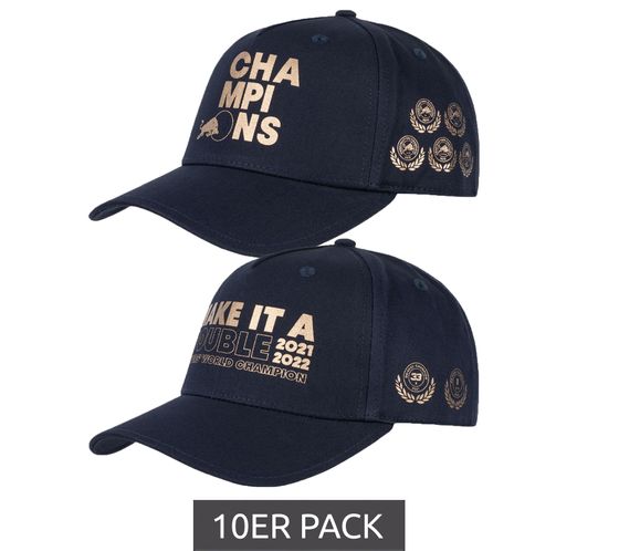 Pack économique de 10 casquette de championnat des Champions Oracle Red Bull Racing x Verstappen FW 2022 « Make it a double » ou « Champions » Marine