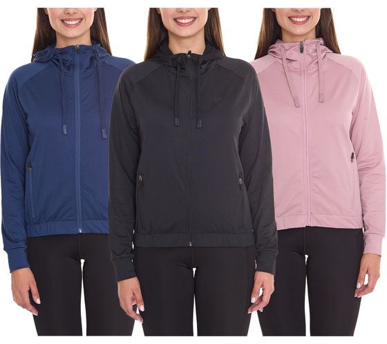 OXIDE Training Damen Fitness-Jacke sportliche Trainings-Jacke mit Kapuze 7401081 Rosa, Blau oder Schwarz