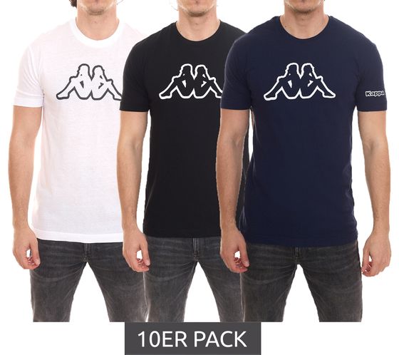 10-pack Kappa men's cotton shirt, round neck shirt with large logo patch, short-sleeved shirt, blue, black or white