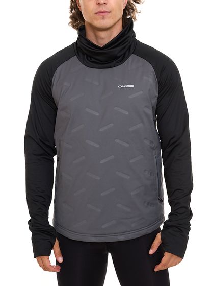 OXIDE Running Herren winddichter Sport-Pullover mit Marken-Schriftzug auf der Vorderseite 7311180 Grau/Schwarz