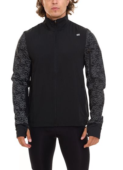 OXIDE Running Herren Fitness-Jacke reflektierende Trainings-Jacke mit Front-Logo 7309180 Schwarz