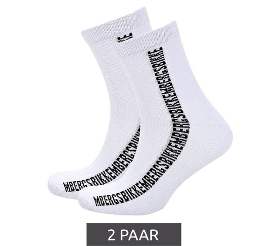 2 paires de chaussettes longues pour hommes BIKKEMBERGS avec bas en coton lettrage de marque BK064 blanc