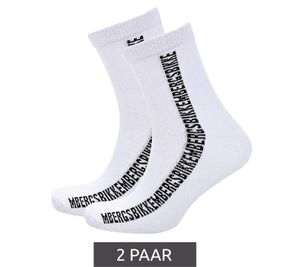 2 Paar BIKKEMBERGS Herren lange Socken mit Markenschriftzug Baumwoll-Strümpfe BK064 Weiß 2 Paar BIKKEMBERGS Herren lange Socken mit Markenschriftzug Baumwoll-Strümpfe BK064 Weiß