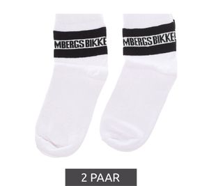 2 Paar BIKKEMBERGS Herren lange Socken mit Markenschriftzug Baumwoll-Strümpfe BK070 Weiß/Schwarz 2 Paar BIKKEMBERGS Herren lange Socken mit Markenschriftzug Baumwoll-Strümpfe BK070 Weiß/Schwarz