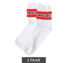 2 Paar BIKKEMBERGS Herren lange Socken mit Markenschriftzug Baumwoll-Strümpfe BK070 Weiß/Rot 2 Paar BIKKEMBERGS Herren lange Socken mit Markenschriftzug Baumwoll-Strümpfe BK070 Weiß/Rot