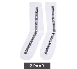 2 Paar BIKKEMBERGS Herren lange Sport-Socken mit Markenschriftzug Baumwoll-Strümpfe BK016 Weiß/Schwarz 2 Paar BIKKEMBERGS Herren lange Sport-Socken mit Markenschriftzug Baumwoll-Strümpfe BK016 Weiß/Schwarz