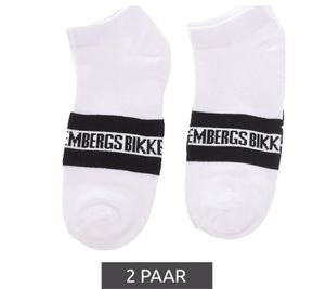 2 Paar BIKKEMBERGS Herren Baumwoll-Socken mit kleinem Markenschriftzug Sneaker-Socken BK_082 Weiß/Schwarz 2 Paar BIKKEMBERGS Herren Baumwoll-Socken mit kleinem Markenschriftzug Sneaker-Socken BK_082 Weiß/Schwarz