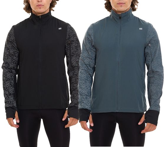 OXIDE Running men's fitness jacket, reflective training jacket with front logo 7309180 black or green