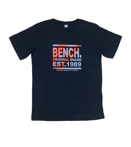 Bench. Kinder Baumwoll-Shirt Kurzarm-Shirt mit Frontprint und farblichen Akzenten 10125632 Schwarz