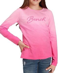 Banc. Pull en coton pour enfants avec grand lettrage de marque pour filles chemise à manches longues 63678962 rose