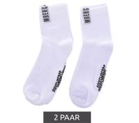 2 paires de chaussettes en coton pour hommes BIKKEMBERGS avec petite marque lettrage chaussettes baskets blanc/noir/rouge 2 paires de chaussettes en coton pour hommes BIKKEMBERGS avec petite marque lettrage chaussettes baskets blanc/noir/rouge