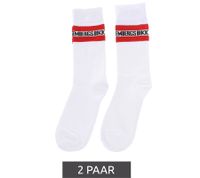 2 paires de chaussettes en coton pour hommes BIKKEMBERGS avec petite marque lettrage chaussettes baskets blanc/noir/rouge 2 paires de chaussettes en coton pour hommes BIKKEMBERGS avec petite marque lettrage chaussettes baskets blanc/noir/rouge