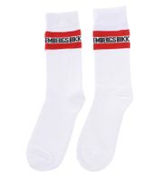 2 paires de chaussettes en coton pour hommes BIKKEMBERGS avec petite marque lettrage chaussettes baskets blanc/noir/rouge 2 paires de chaussettes en coton pour hommes BIKKEMBERGS avec petite marque lettrage chaussettes baskets blanc/noir/rouge