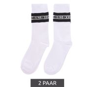 2 paires de chaussettes en coton pour hommes BIKKEMBERGS avec petite marque lettrage chaussettes baskets blanc/noir/rouge 2 paires de chaussettes en coton pour hommes BIKKEMBERGS avec petite marque lettrage chaussettes baskets blanc/noir/rouge