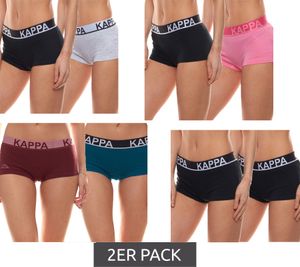 2er Pack Kappa Panty bequeme Damen-Unterwäsche Slip 707152 Schwarz, Schwarz/Grau, Grün/Rot oder Schwarz/Pink