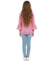 KIDSWORLD Mädchen Sommer-Shirt T-Shirt mit Trompetenärmeln und Allover Blumen-Print Rundhals-Shirt 89497546 Rosa