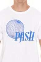 PASH Herren Kurzarm-Shirt mit verschiedenen großem Frontprints Baumwoll-T-Shirt PATR00 Schwarz/Weiß