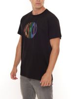 PASH Herren Kurzarm-Shirt mit verschiedenen großem Frontprints Baumwoll-T-Shirt PATR00 Schwarz/Weiß