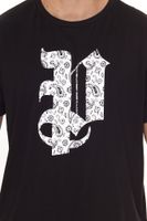 PASH Herren Kurzarm-Shirt mit verschiedenen großem Frontprints Baumwoll-T-Shirt PATR00 Schwarz/Weiß