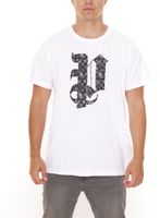 PASH Herren Kurzarm-Shirt mit verschiedenen großem Frontprints Baumwoll-T-Shirt PATR00 Schwarz/Weiß