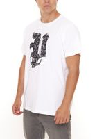 PASH Herren Kurzarm-Shirt mit verschiedenen großem Frontprints Baumwoll-T-Shirt PATR00 Schwarz/Weiß
