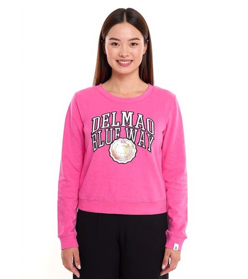 DELMAO Cropped Sweater verkürzt geschnittener Damen Baumwoll-Pullover 42556633 Pink