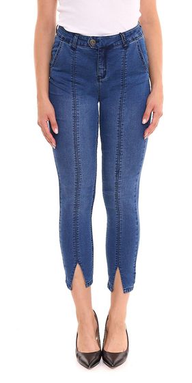 AjC Jeans women's slim-fit trousers in ankle length, high-waist trousers with slit 73958310 blue