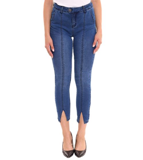 AjC Jeans Damen Slim-Fit Hose in knöchellänge High-Waist Hose mit Schlitz 73958310 Blau