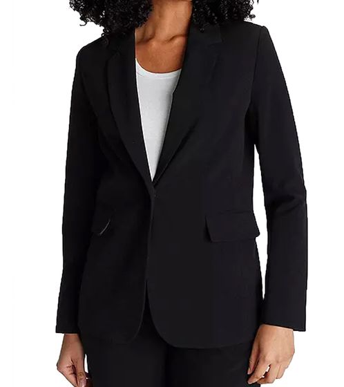 AjC Damen Blazer hüftlanger Boyfriend-Blazer mit Innenfutter und Ein-Knopf-Verschluss 33985221 Schwarz