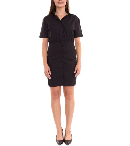 LTB Mao Collar women's summer dress mini dress with button placket blouse dress 66990404 black