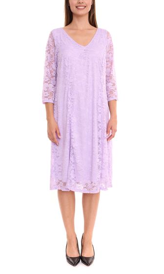 Zizzi Ebonnie dress women's mini dress with lace trim cocktail dress 12081700 purple