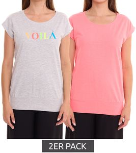 Set of 2 AJC women's T-shirts, round neck, cotton shirt, short sleeve shirt 71333114 gray/pink