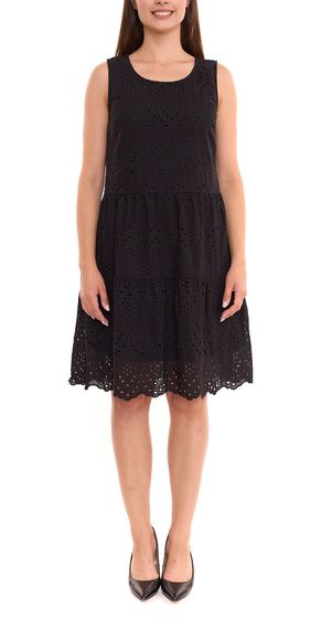 Laura Scott Damen Alltags-Kleid mit Häkelapplikationen und Spitze Mini-Kleid 78367056 Schwarz