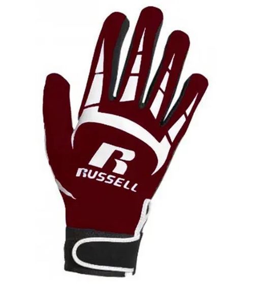 RUSSELL ATHLETIC Gants de récepteur de football toutes saisons pour hommes avec gants de sport légers à prise ferme RARGB1MWH Bordeaux rouge/noir/blanc