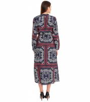 DELMAO vestito midi da donna con stampa all-over, abito a maniche lunghe, abito estivo 58986315 blu/rosso