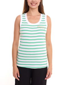 DELAMO Canotta rigata, camicia da donna attillata in cotone con ricamo 24025421 Verde/Bianco DELAMO Canotta rigata, camicia da donna attillata in cotone con ricamo 24025421 Verde/Bianco
