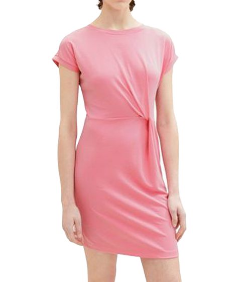 TOM TAILOR DENIM Damen Mini-Kleid Jersey-Kleid mit Knotendetails 97190751 Rosa