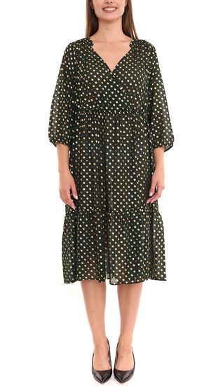 Zizzi Mrie Damen Sommer-Kleid luftiges Midi-Kleid mit Polka Dots 51292900 Grün