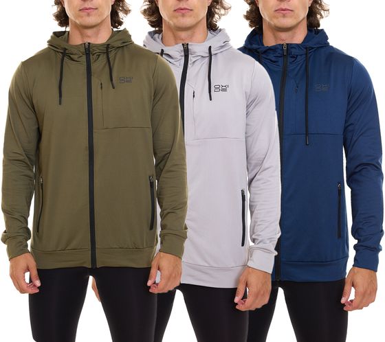 OXIDE XCO veste à capuche pour hommes, veste de sport, veste de fitness, veste d'entraînement 7311080 vert/gris/bleu